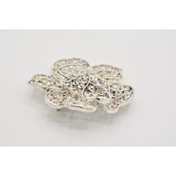 Weiss Vintage Crystal Flower Pin Brooch Rhinestone Sparkling Silver Signed BinJ - Picture 8 of 12